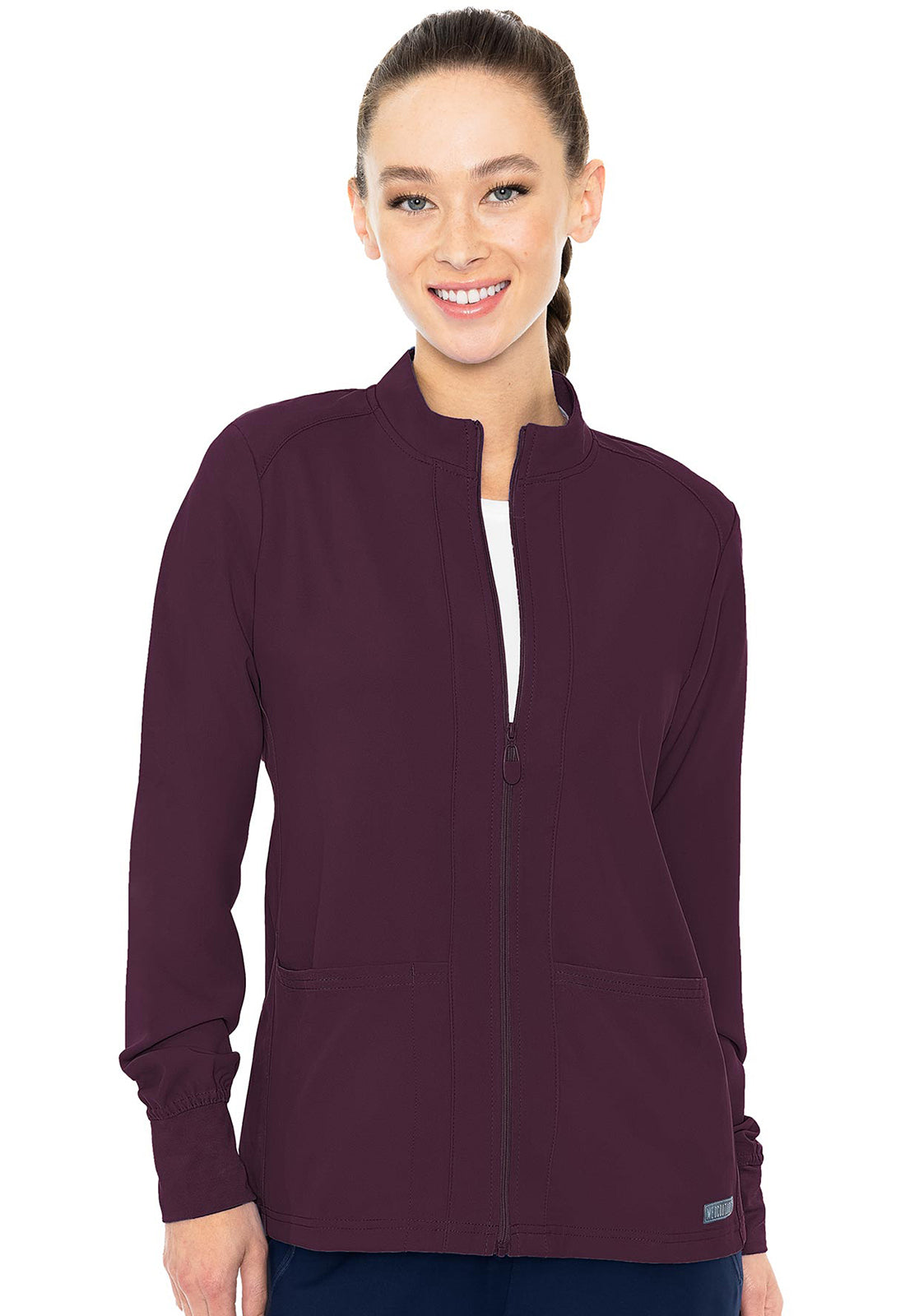 Women's Zip Front Warm-Up With Shoulder Yokes - Wine